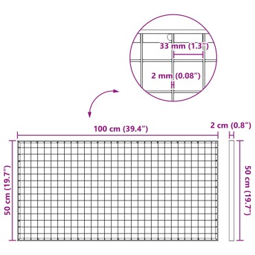 vidaXL Σίτα Ασημί 100 x 50 x 2 cm Γαλβανισμένο Ατσάλι Ψυχρής Βύθισης