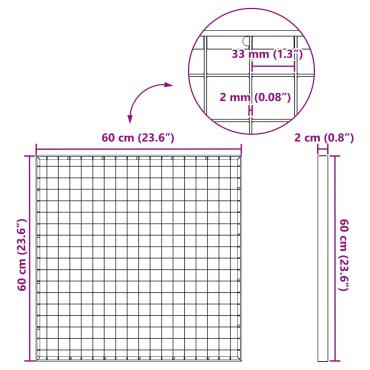 vidaXL Σίτα Ασημί 60 x 60 x 2 cm Γαλβανισμένο Ατσάλι Ψυχρής Βύθισης
