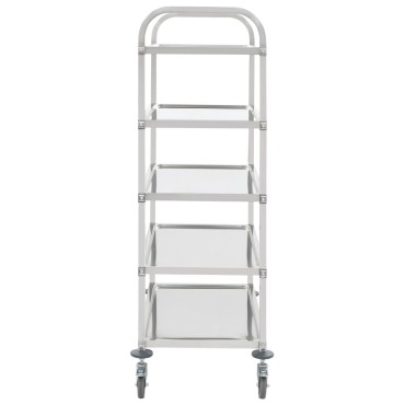 vidaXL Τρόλεϊ Κουζίνας με 5 Ράφια 107x55x147cm από Ανοξείδωτο Ατσάλι 1 τεμ.