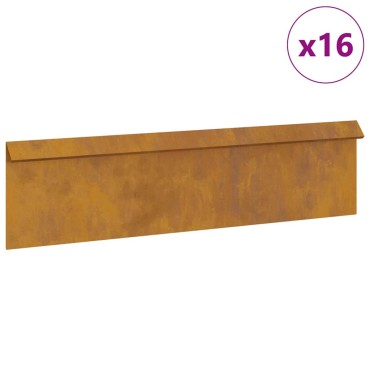 vidaXL Φράκτης σαλιγκαριών 16 τμχ. 100 x 3,5 x 25 εκ Σκ rusty