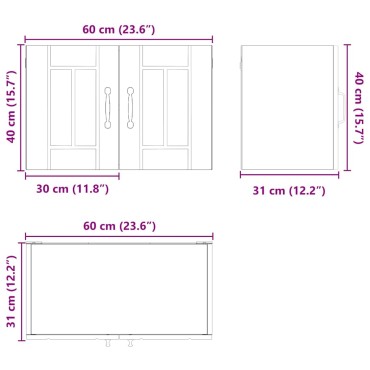vidaXL Ντουλάπα Τοίχου LUCCA Καφέ Ξύλο Δρυός 60x31x40 εκ
