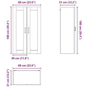 vidaXL Ραφιέρα τοίχου LUCCA Καπνισμένο Ξύλο Δρυός 60x31x100cm