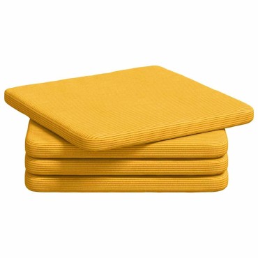 vidaXL Μαξιλάρια καθισμάτων 4 pcs Υφασμάτινο Κορντουρά Απαλό Κίτρινο 40x40x3cm