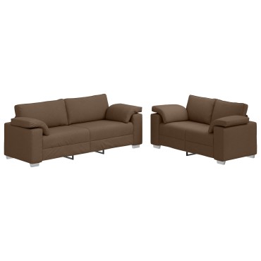 vidaXL Καναπές 2 τεμ. Καφέ ύφασμα 219x80x82cm  Διθέσιος