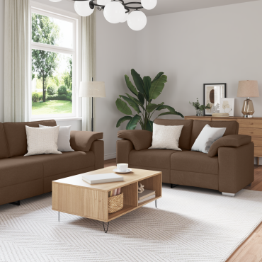 vidaXL Καναπές 2 τεμ. Καφέ ύφασμα 219x80x82cm  Διθέσιος