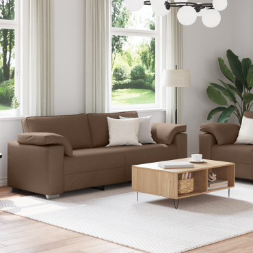 vidaXL Καναπές 2 τεμ. Καφέ ύφασμα 219x80x82cm  Διθέσιος
