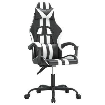 vidaXL Καρέκλα Gaming Μαύρο/Λευκό από Συνθετικό Δέρμα 57,5x59,5x(121-131)cm 1 τεμ.