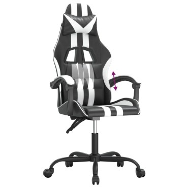vidaXL Καρέκλα Gaming Μαύρο/Λευκό από Συνθετικό Δέρμα 57,5x59,5x(121-131)cm 1 τεμ.