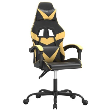 vidaXL Καρέκλα Gaming Μαύρο/Χρυσό από Συνθετικό Δέρμα 57,5x59,5x(121-131)cm 1 τεμ.
