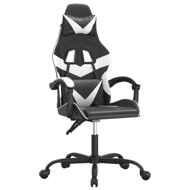 vidaXL Καρέκλα Gaming Μαύρο/Λευκό από Συνθετικό Δέρμα 57,5x59,5x(121-131)cm 1 τεμ.