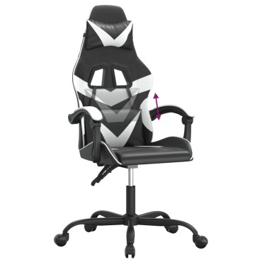 vidaXL Καρέκλα Gaming Μαύρο/Λευκό από Συνθετικό Δέρμα 57,5x59,5x(121-131)cm 1 τεμ.