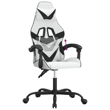 vidaXL Καρέκλα Gaming Λευκό/Μαύρο από Συνθετικό Δέρμα 57,5x59,5x(121-131)cm 1 τεμ.
