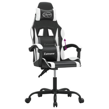 vidaXL Καρέκλα Gaming Μαύρο/Λευκό από Συνθετικό Δέρμα 57,5x59,5x(121-131)cm 1 τεμ.