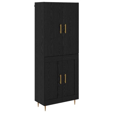 vidaXL Highboard Μαύρη Οξυά 69,5x34x180cm Επεξεργασμένο Ξύλο 1 τεμ.