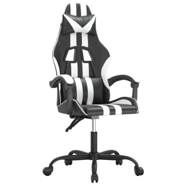 vidaXL Καρέκλα Gaming Περιστρεφόμενη Μαύρη/Λευκή από Συνθετικό Δέρμα 57,5x59,5x(121-131)cm 1 τεμ.