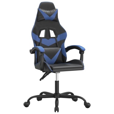 vidaXL Καρέκλα Gaming Περιστρεφόμενη Μαύρη & Μπλε από Συνθετικό Δέρμα 57,5x59,5x(121-131)cm 1 τεμ.