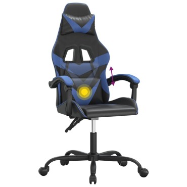 vidaXL Καρέκλα Gaming Περιστρεφόμενη Μαύρη & Μπλε από Συνθετικό Δέρμα 57,5x59,5x(121-131)cm 1 τεμ.