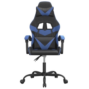 vidaXL Καρέκλα Gaming Περιστρεφόμενη Μαύρη & Μπλε από Συνθετικό Δέρμα 57,5x59,5x(121-131)cm 1 τεμ.
