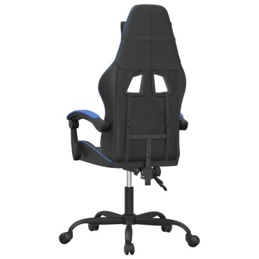 vidaXL Καρέκλα Gaming Περιστρεφόμενη Μαύρη & Μπλε από Συνθετικό Δέρμα 57,5x59,5x(121-131)cm 1 τεμ.