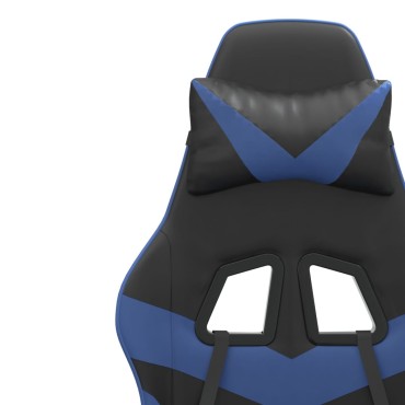 vidaXL Καρέκλα Gaming Περιστρεφόμενη Μαύρη & Μπλε από Συνθετικό Δέρμα 57,5x59,5x(121-131)cm 1 τεμ.