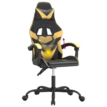 vidaXL Καρέκλα Gaming Περιστρεφόμενη Μαύρη/Χρυσή από Συνθετικό Δέρμα 57,5x59,5x(121-131)cm 1 τεμ.