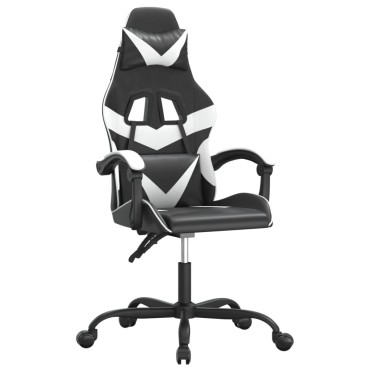 vidaXL Καρέκλα Gaming Περιστρεφόμενη Μαύρη/Λευκή από Συνθετικό Δέρμα 57,5x59,5x(121-131)cm 1 τεμ.