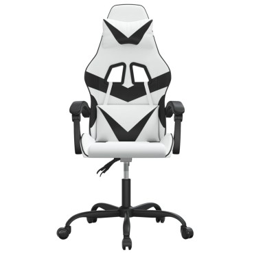 vidaXL Καρέκλα Gaming Περιστρεφόμενη Λευκή/Μαύρη από Συνθετικό Δέρμα 57,5x59,5x(121-131)cm 1 τεμ.