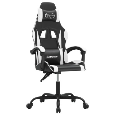 vidaXL Καρέκλα Gaming Περιστρεφόμενη Μαύρη/Λευκή από Συνθετικό Δέρμα 57,5x59,5x(121-131)cm 1 τεμ.