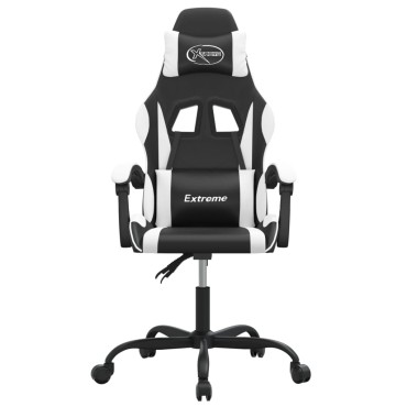 vidaXL Καρέκλα Gaming Περιστρεφόμενη Μαύρη/Λευκή από Συνθετικό Δέρμα 57,5x59,5x(121-131)cm 1 τεμ.