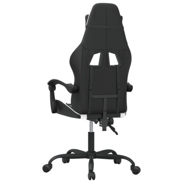 vidaXL Καρέκλα Gaming Περιστρεφόμενη Μαύρη/Λευκή από Συνθετικό Δέρμα 57,5x59,5x(121-131)cm 1 τεμ.