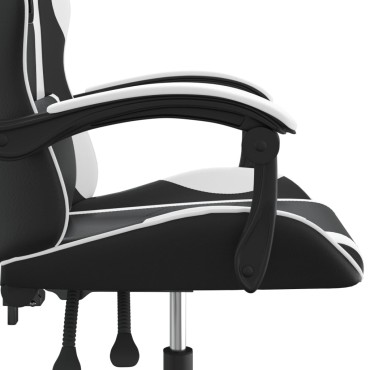 vidaXL Καρέκλα Gaming Περιστρεφόμενη Μαύρη/Λευκή από Συνθετικό Δέρμα 57,5x59,5x(121-131)cm 1 τεμ.