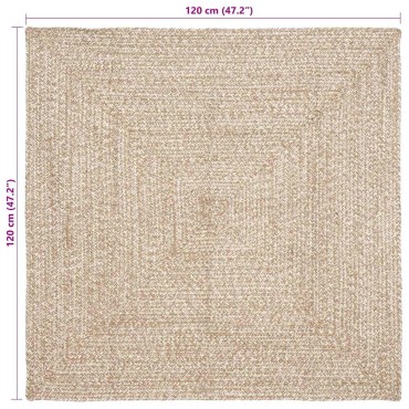 vidaXL Χαλιά χώρου Φυσικό και Λευκό 120x120cm Γιούτα