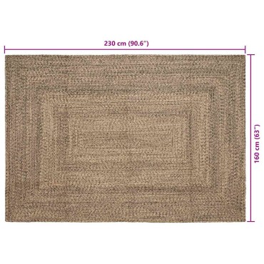 vidaXL Χαλί Περιοχής Φυσικό και Μαύρο 160x230cm Γιούτα