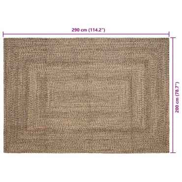 vidaXL Χαλί Περιοχής Φυσικό και Μαύρο 200x290cm Γιούτα