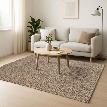 vidaXL Χαλί Περιοχής Φυσικό και Μαύρο 240x340cm Γιούτα
