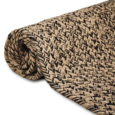 vidaXL Χαλί Περιοχής Φυσικό και Μαύρο 240x340cm Γιούτα