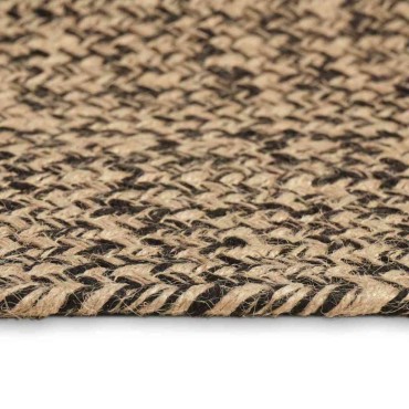 vidaXL Χαλί Περιοχής Φυσικό και Μαύρο 240x340cm Γιούτα