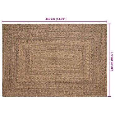 vidaXL Χαλί Περιοχής Φυσικό και Μαύρο 240x340cm Γιούτα