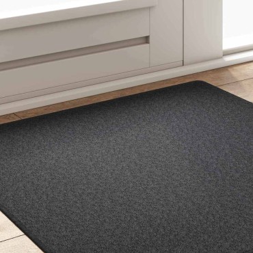 vidaXL Δερμάτινο Χαλί Σκούρο Γκρι 100x100cm 100% Πολυπροπυλένιο