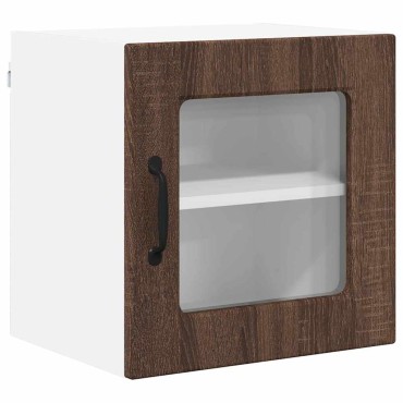 vidaXL Ντουλάπι τοίχου από γυαλί PORTO Καφέ δρυς 40x31x40cm 1 τεμ.