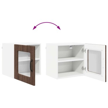 vidaXL Ντουλάπι τοίχου από γυαλί PORTO Καφέ δρυς 40x31x40cm 1 τεμ.