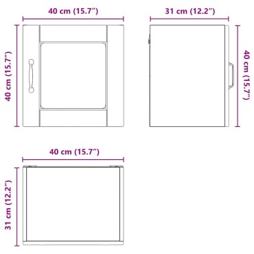 vidaXL Ντουλάπι τοίχου από γυαλί PORTO Καφέ δρυς 40x31x40cm 1 τεμ.