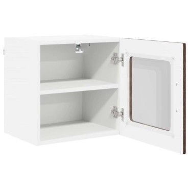 vidaXL Ντουλάπι τοίχου από γυαλί PORTO Καφέ δρυς 40x31x40cm 1 τεμ.