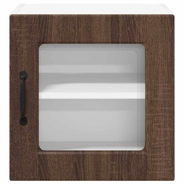 vidaXL Ντουλάπι τοίχου από γυαλί PORTO Καφέ δρυς 40x31x40cm 1 τεμ.