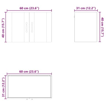 vidaXL Ντουλάπα Τοίχου PORTO Καφέ δρυς 60x31x40 εκ