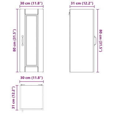 vidaXL Ντουλάπα Τοίχου PORTO Καπνιστό Δρύς 30x31x80cm