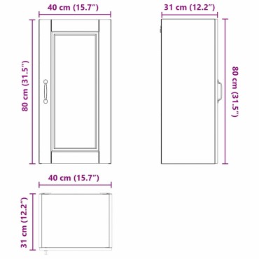 vidaXL Ντουλάπα Τοίχου PORTO Γκρίζο Σονομα 40x31x80cm