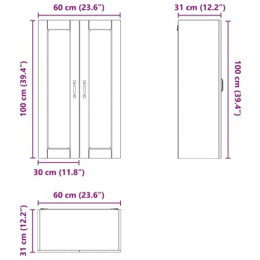 vidaXL Ραφιέρα τοίχου PORTO Καπνιστό Δρύς 60x31x100cm