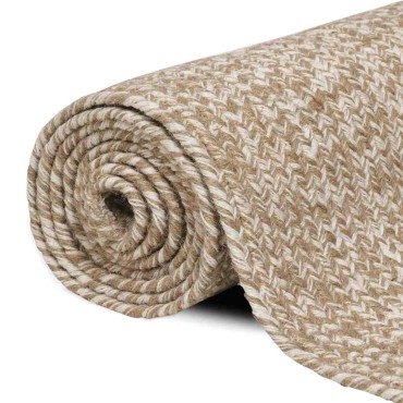 vidaXL Χαλί Περιοχής Φυσικό και Λευκό 80x150cm Γιούτα