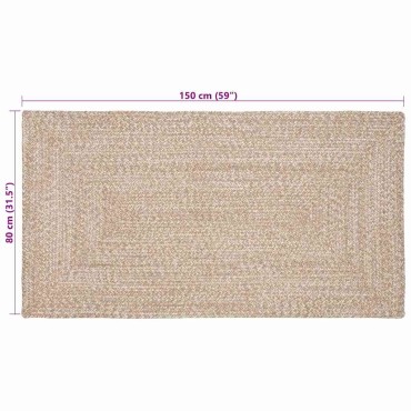 vidaXL Χαλί Περιοχής Φυσικό και Λευκό 80x150cm Γιούτα